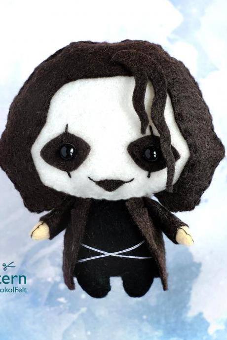 The Crow felt toy PDF and SVG patterns, The Crow movie, Halloween plush toy sewing PDF tutorial
