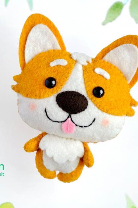 Corgi felt toy sewing PDF and SVG patterns, Cute dog sewing tutorial, Dog lover gift, Baby crib mobile toy