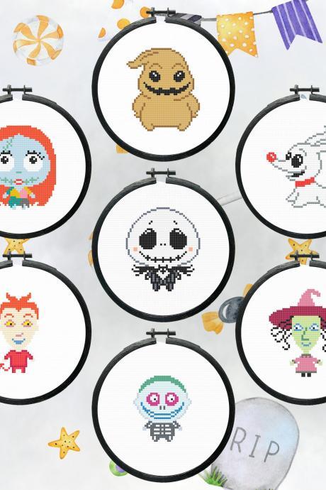 The Nightmare before Christmas cross stitch patterns, Set of Halloween cross stitch patterns, Christmas embroidery patterns, Cross stitch for beginners
