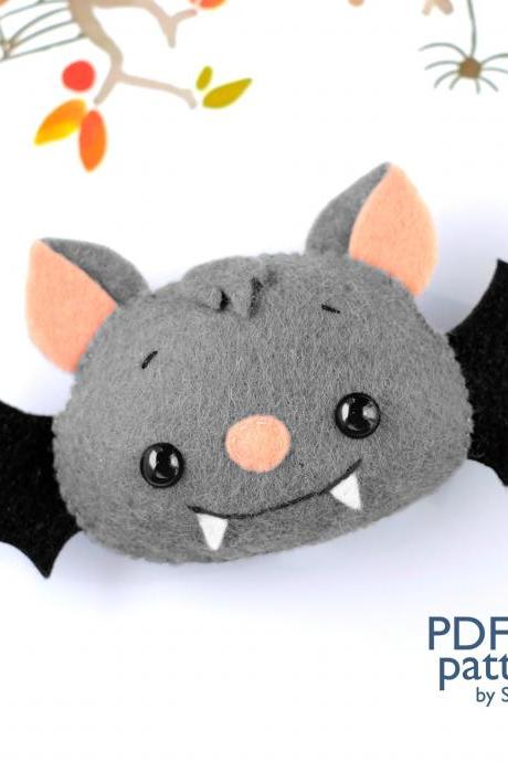 Little Bat Felt Toy Pdf And Svg Patterns, Halloween Ornament, Halloween Garland, Felt Baby Mobile Toy