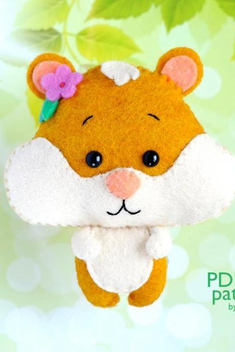Little hamster felt toy sewing PDF and SVG patterns, Felt pet toy pattern, Baby crib mobile toy