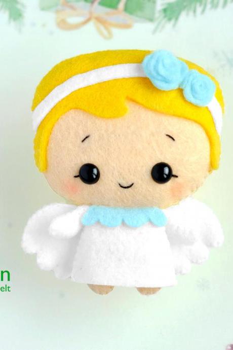 Christmas angel felt toy sewing PDF and SVG pattern, Christmas tree plush ornament, baby crib mobile toy