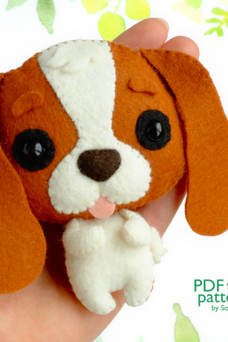 Cavalier King Charles Spaniel Felt Toy Sewing Pdf And Svg Patterns, Cute Dog Sewing Tutorial, Dog Lover Gift, Baby Crib Mobile Toy