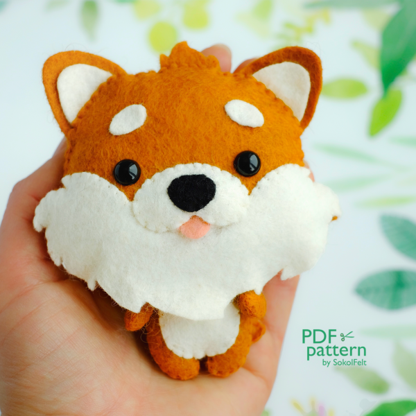 Pomeranian dog felt toy sewing PDF and SVG patterns, Cute dog sewing tutorial, Dog lover gift, Baby crib mobile toy