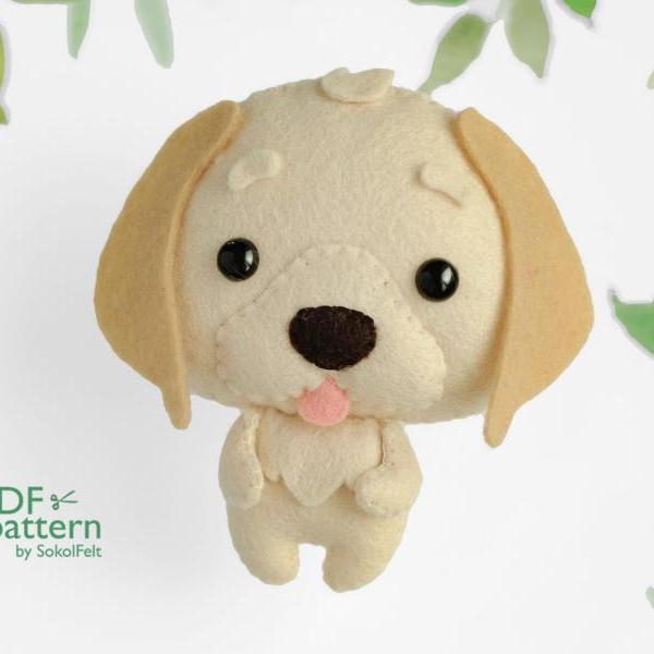 Labrador Retriever felt toy sewing PDF and SVG patterns, Cute dog sewing tutorial, Dog lover gift, Baby crib mobile toy
