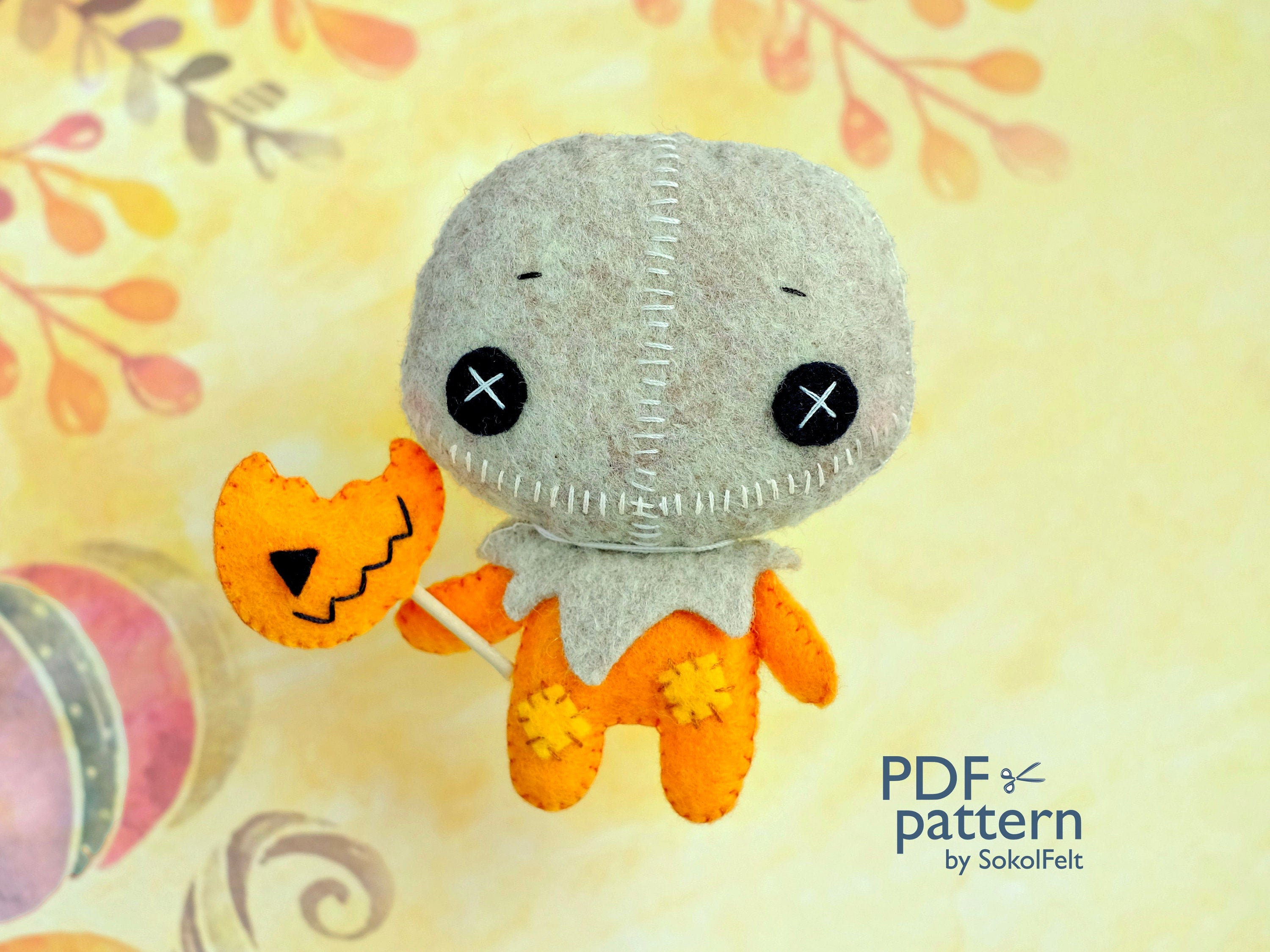 Download Free Trick R Treat Sam Felt Toy Pdf And Svg Patterns Ghost Of Halloween Easy To Make Plush Toy Fo On Luulla PSD Mockup Template
