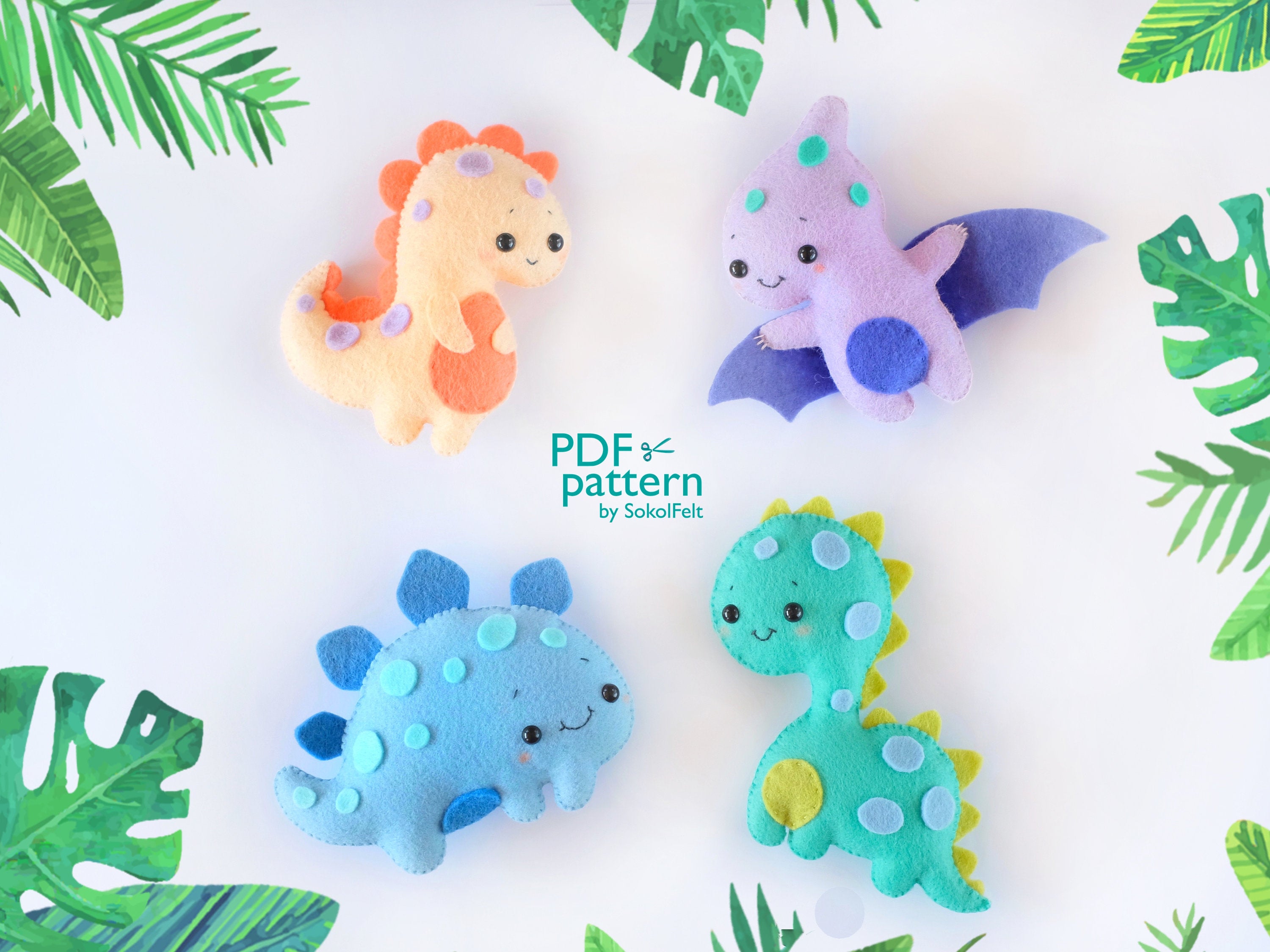 Felt Brontosaurus Dinosaur Sewing Pdf Pattern, Cute Dino Toy Sewing ...