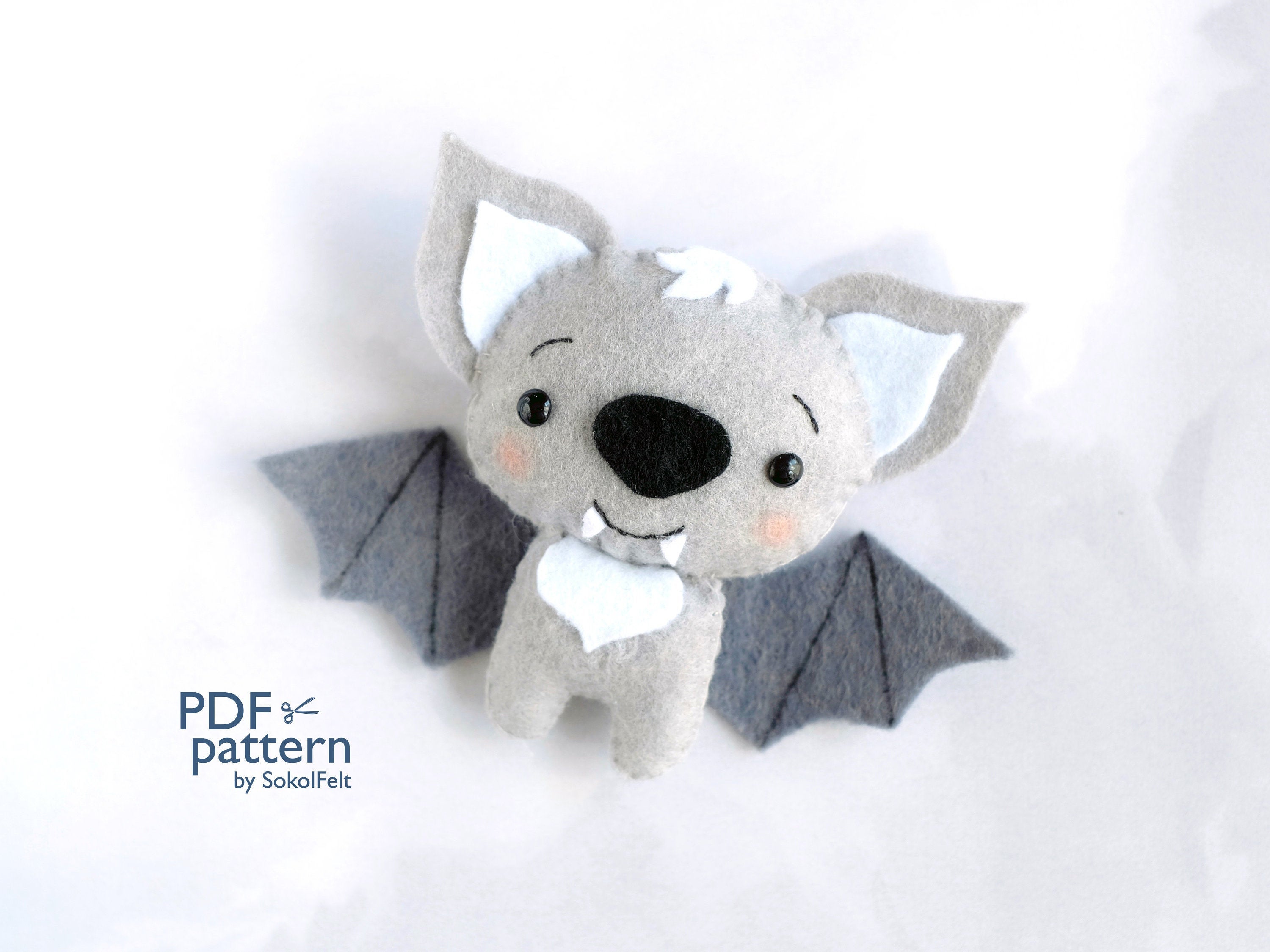Felt Bat Toy Sewing Pdf Pattern, Diy Halloween Ornament, Felt Bat
